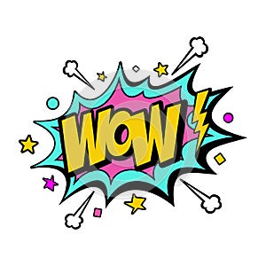 Comic speech bubble with expression text Wow!