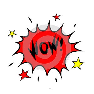 Comic speech bubble with expression text WOW of illustrations