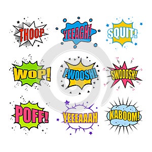 Comic speech bubble icon set with expression sign