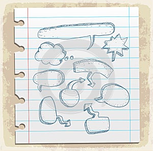 Comic speech bubble on paper note, vector illustration