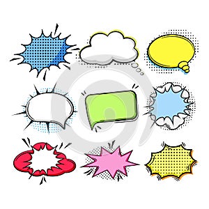 comic speech bubble set cartoon vector illustration