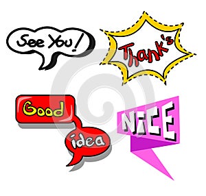 Comic speech bubble set with text vector ilustration