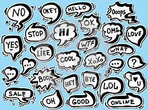 Comic speech bubble stickers set