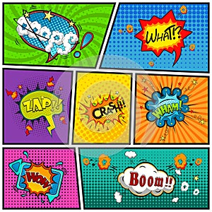 Comic speech bubbles background divided by lines vector