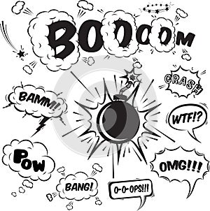 Comic speech bubbles design elements collection