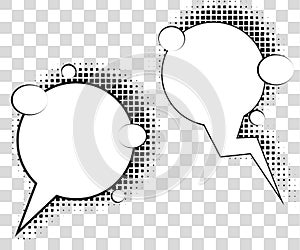 Comic speech bubbles with halftone shadows. Vector illustration eps 10 isolated on background.