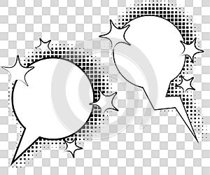 Comic speech bubbles with halftone shadows. Vector illustration eps 10 isolated on background.