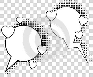 Comic speech bubbles with halftone shadows. Vector illustration eps 10 isolated on background.