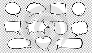 Comic Speech Bubbles Pop Art Set with Blank Background