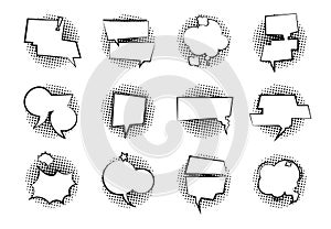 Comic Speech Bubbles. Retro talk cloud monochrome dialog balloon cartoon speak chat empty speech balloons. Comics