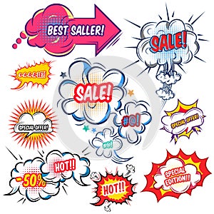 Comic Speech Bubbles With Sale Set