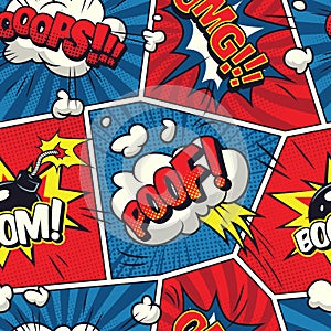 Comic speech bubbles seamless pattern