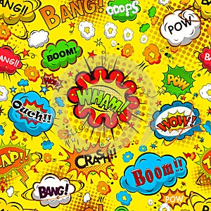 Comic speech bubbles seamless pattern