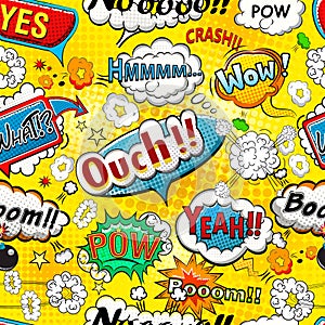 Comic speech bubbles seamless pattern vector