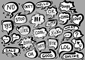 Comic speech bubbles set. Chat messages