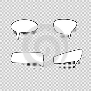 Comic Speech Bubbles Signs Black Thin Line Icon Set. Vector