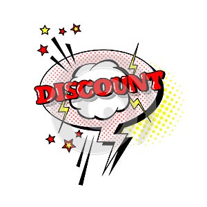 Comic Speech Chat Bubble Pop Art Style Discount Expression Text Icon