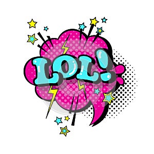 Comic Speech Chat Bubble Pop Art Style Lol Expression Text Icon photo