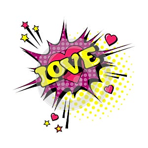 Comic Speech Chat Bubble Pop Art Style Love Expression Text Icon