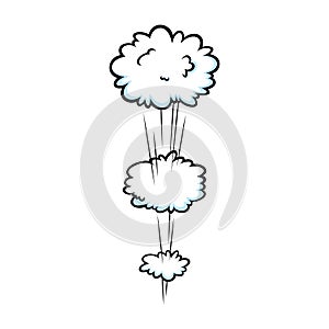 Comic speed effect with clouds. Comic clouds with motion trail lines. Vector illustration photo