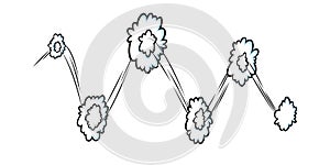 Comic speed effect with clouds. Comic clouds with motion trail lines. Vector illustration photo