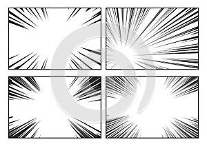 Comic Speed Lines Set. Dynamic Vector Visual Effects Used In Manga, Anime And Cartoons To Depict Motion or Action