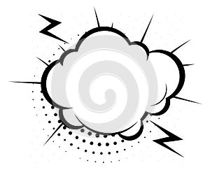 Comic splash cloud with flash effect. Blank text frame
