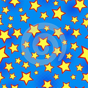 Comic starry bright seamless pattern