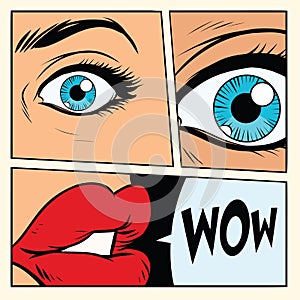 Comic storyboard woman wow surprised
