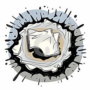 Comic Strip Style Illustration Of Oyster Shell In Paint