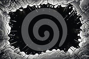 Comic style black frame cloud. Generate Ai