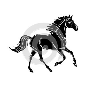 Comic-style galloping horse silhouette in dynamic pose with bold lines, crafted cleanly for visual storytelling themes photo