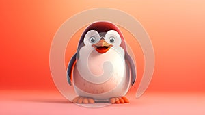 Comic-Style Image of a Happy Penguin Against a Bright Background