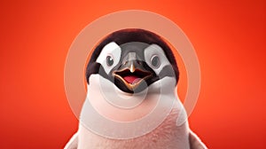 Comic-Style Image of a Happy Penguin Against a Bright Background