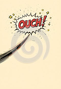 Comic Style Impact Illustration With OUCH Text And Dynamic Motion Lines On Light Background