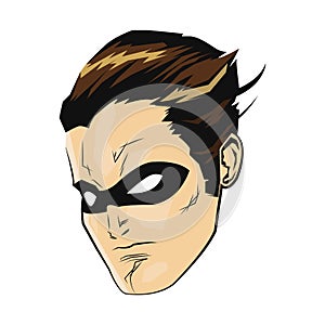 comic style male superheroe with black mask icon photo