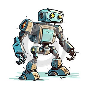 Comic Style Robot Sprite: Industrial And Technological Subjects