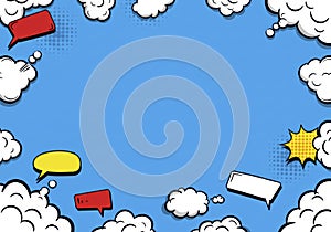 Comic Style Sky with Speech Bubbles and Clouds Background