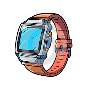 Comic Style Smartwatch Sprite On White Background