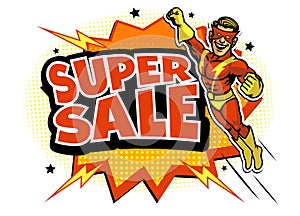 Comic Style Super Sale Superhero