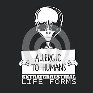 Comic T-shirt illustration with alien. Vector