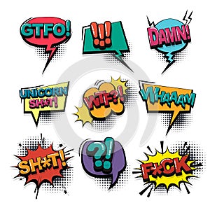 Comic text collection sound effects pop art style