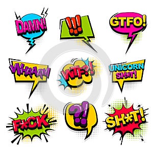 Comic text collection sound effects pop art style