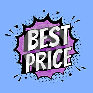 Comic text sound effects. Lettering best price, sale, tag. Vector comic bubble icon speech phrase, cartoon exclusive font label