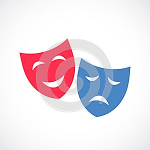 Comic and tragic vector masks icon