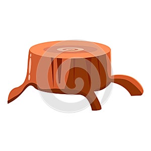 Comic Tree Stump, Illustration of a cartoon funny big tree stump with roots and some blades