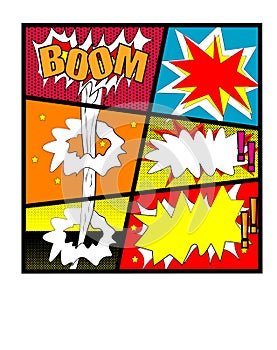 Comic Vector - Comic speech bubble set with text BOOM.BANK.BAMM.KA-PAW Vector cartoon explosions with different emotions isolated