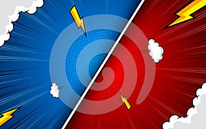 Comic versus fight template background. Vector illustration