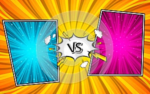 Comic versus fight template background. Vector illustration