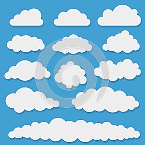 Comic white cloud shapes